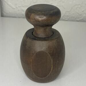 Vintage Primitive Wooden Nutmeg Grinder Garlic, Spice Mill, Pepper Grinder